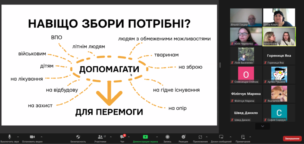 Екран Zoom та учасники воркшопу